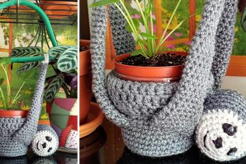Crochet Hanging Sloth Plant Holder